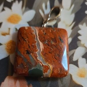 Rustic Natural Square Stone Pendant